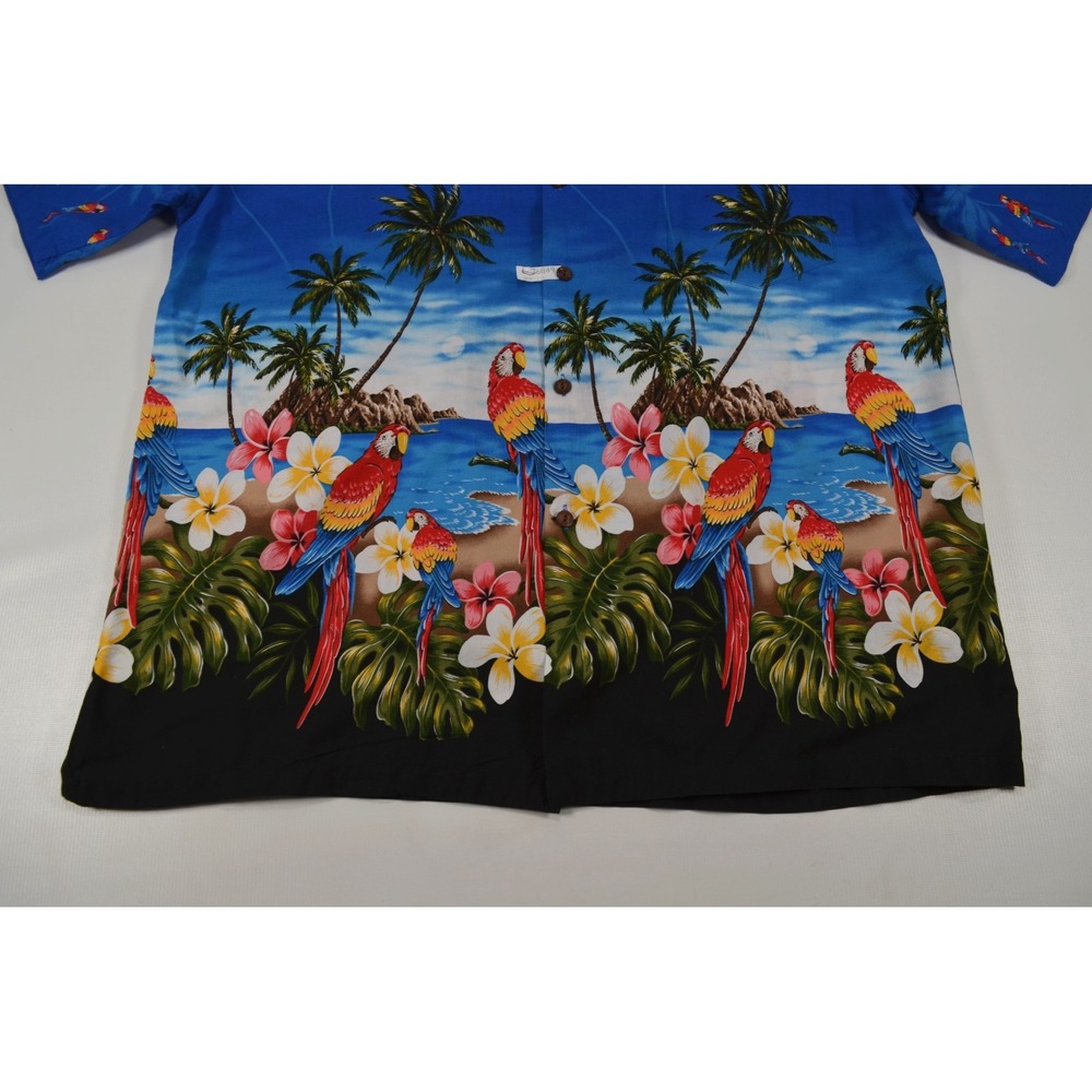 Vintage‎ Pacific Legend Hawaiian Shirt Blue Parrot Print XL EUC - Picture 8 of 16